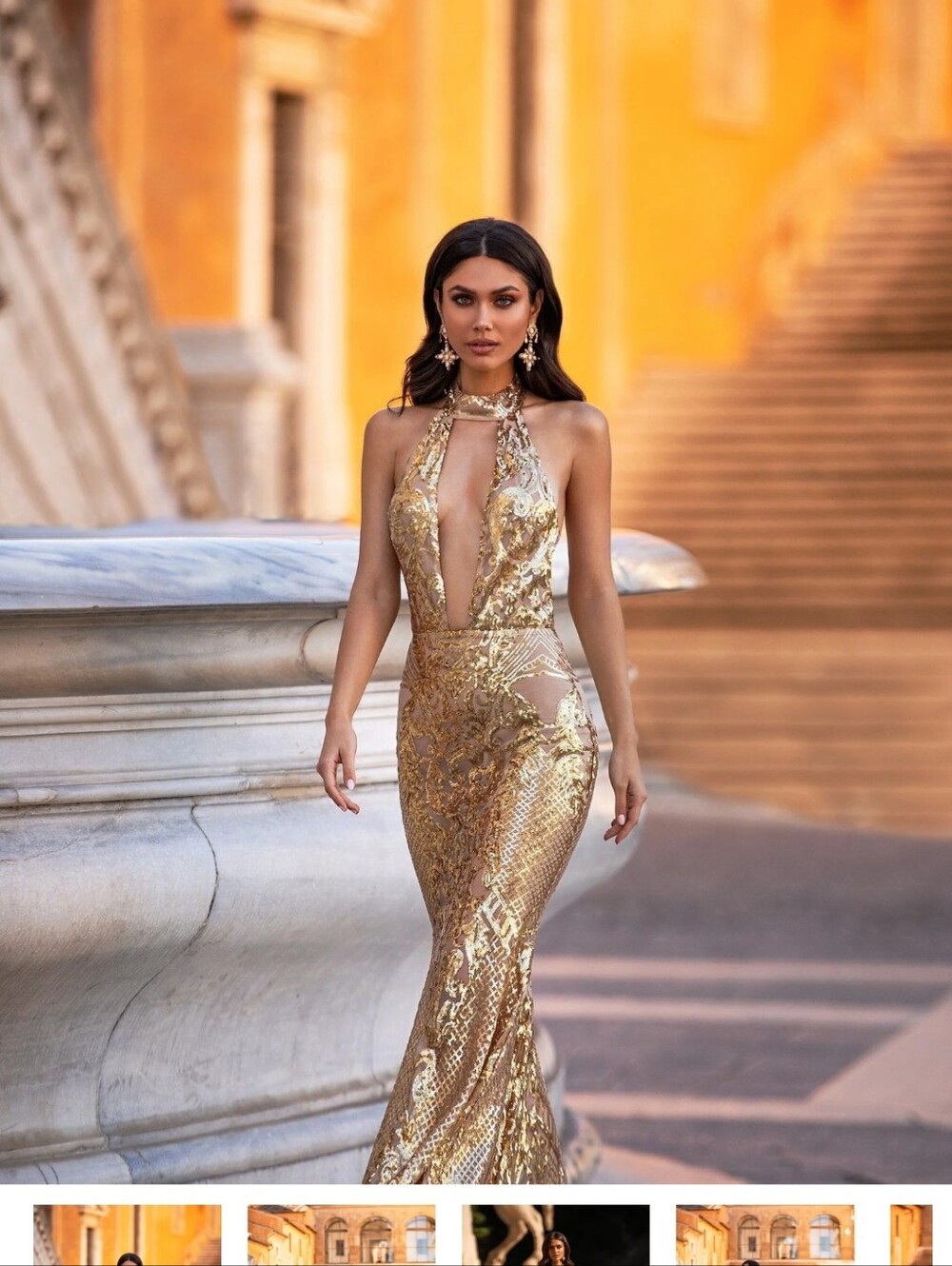 Alamour The Label- Nicola Gold Sequin Evening Gown
